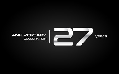 27 years anniversary celebration logo, white, isolated on white background