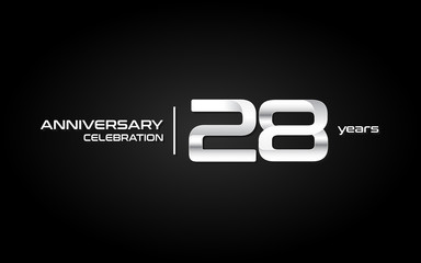 28 years anniversary celebration logo, white, isolated on white background