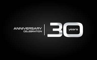 30 years anniversary celebration logo, white, isolated on white background