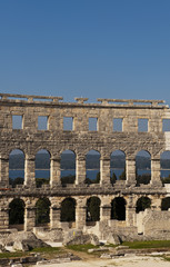 Römisches Amphitheater in Pula, errichtet von Kaiser Vespasian, Istrien, Kroatien, Adria, Mittelmeer