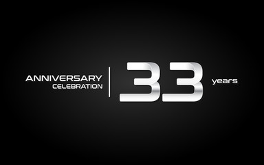 33 years anniversary celebration logo, white, isolated on white background