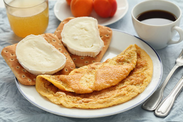 Breakfast with omelet and goat cheese