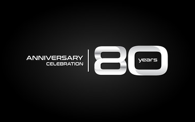 Fototapeta premium 80 years anniversary celebration logo, white, isolated on white background