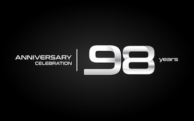 98 years anniversary celebration logo, white, isolated on white background