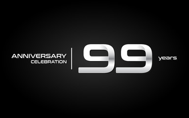 99 years anniversary celebration logo, white, isolated on white background