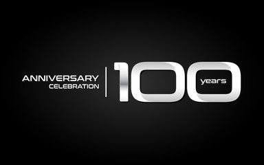 100 years anniversary celebration logo, white, isolated on white background