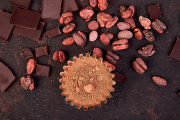 Cocoa beans background.