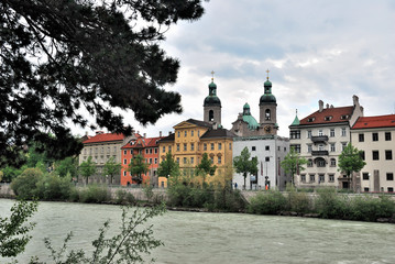Fototapeta na wymiar Veiw of river Salzach, Salzburg, Austria