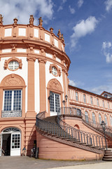 detail of Biebrich castle in Wiesbaden under blue sky