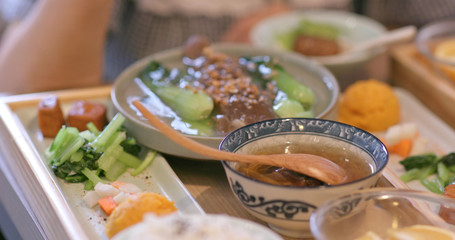 Dishes in Taiwanese restaurant