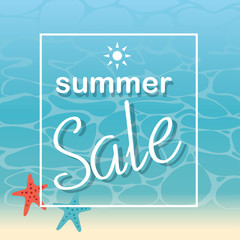 Summer sale and beach illustration