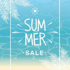 Summer sale and beach illustration