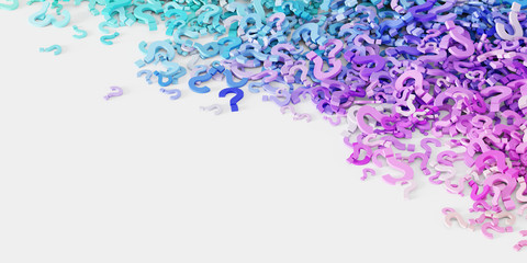 Infinite question marks, original 3d illustration