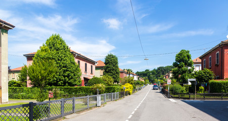 Old industrial Crespi town in northern Italy