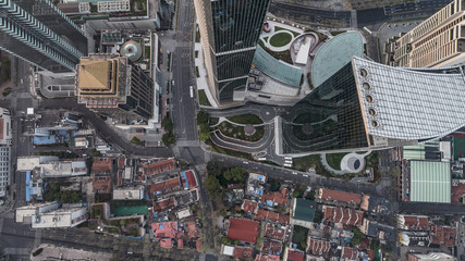 Fototapeta premium Aerial View of business area and cityscape in west Nanjing road, Jing`an district, Shanghai