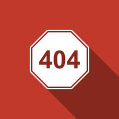 Page with a 404 error icon isolated with long shadow. Template reports that the page is not found. Flat design. Vector Illustration