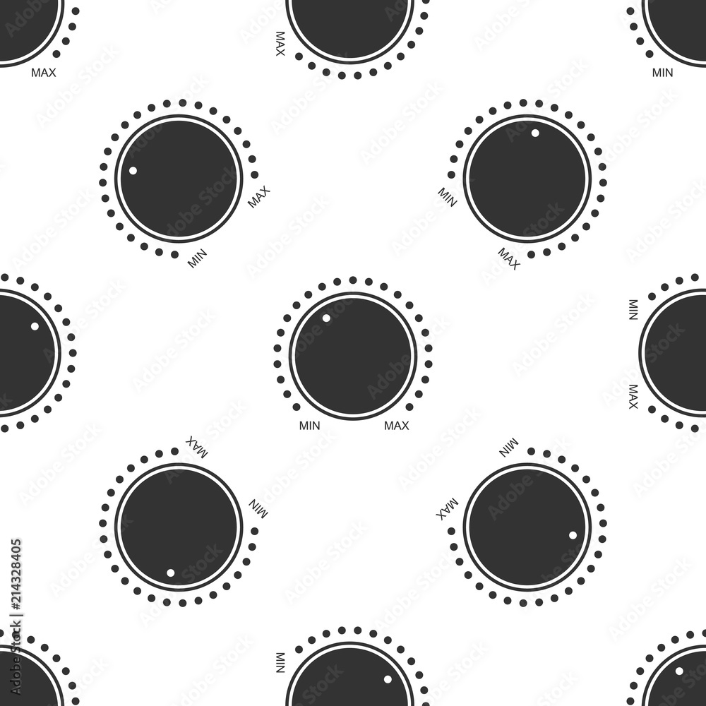 Poster dial knob level technology settings icon seamless pattern on white background. volume button, sound 