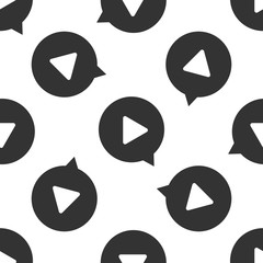 Play in circle icon seamless pattern on white background. Flat design. Vector Illustration
