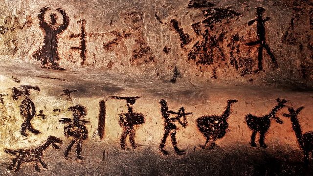 Prehistoric mural drawings in Magura cave