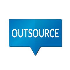 Blue outsource speech bubble on white background
