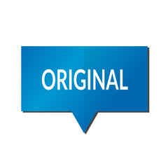 Blue original speech bubble on white background