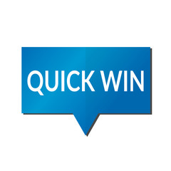 Blue quick win speech bubble on white background