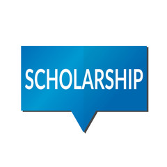 Blue scholarship speech bubble on white background
