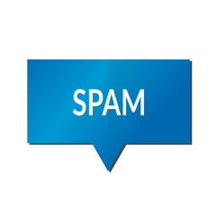 Blue spam speech bubble on white background