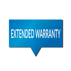 Blue Extended warranty speech bubble on white background