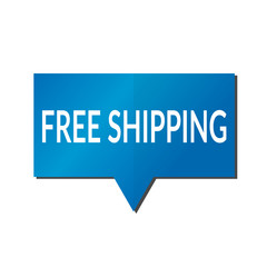 Blue free shipping speech bubble on white background
