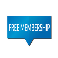 Blue free membership speech bubble on white background