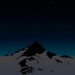 The top of the mountain at night, nature, vector