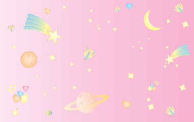 Fototapeta na wymiar pattern star space sweet cute pastel pink background