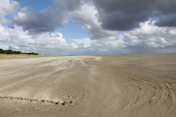 Fototapeta na wymiar Beach in Rømø, Wadden Sea, Denmark.