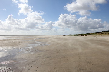 Beach in Rømø, Wadden Sea, Denmark.