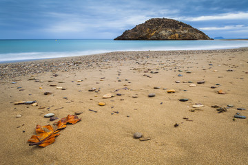 Sunset on the beach of Mazarrón in Murcia
