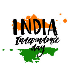 India Independence Day 15 august Lettering Calligraphy Illustration