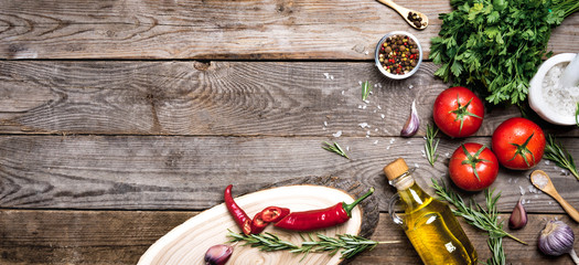 Raw organic vegetables with fresh ingredients for healthily cook