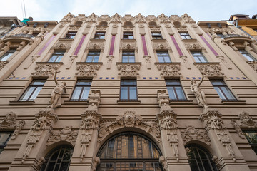 Facade Of Art Nouveau Building, Riga, Latvia
