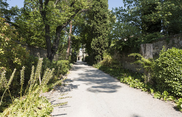 The entrance way to the monastery at St Paul de Mausole in St Remy de Provence. Buches du Rhone, Provence, France.