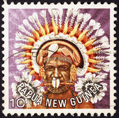Indigenous of Papua New Guinea on postage stamp
