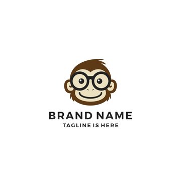 monkey chimp geek smart charm mascot character logo template vector icon