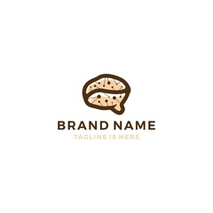 neuro coffee bean brain smart logo template vector illustration