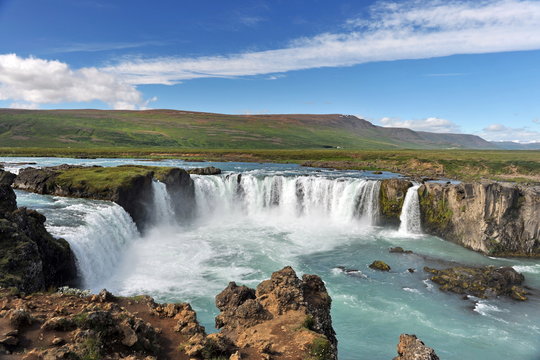 Fototapeta The unique waterfall Godafoss is one of the symbols of Iceland