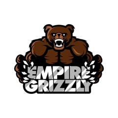 empire grizzly bear sport gaming apparel logo template vector illustration 
