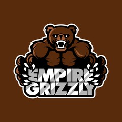empire grizzly bear sport gaming apparel logo template vector illustration 