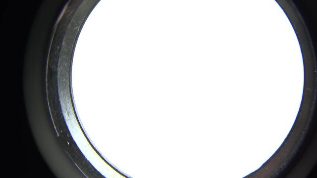 Focus on photo objective opening, ready to receive the light
