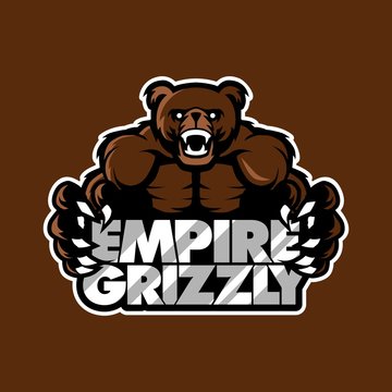empire grizzly bear sport gaming apparel logo template vector illustration 