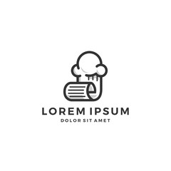 chef hat recipe paper logo template vector icon