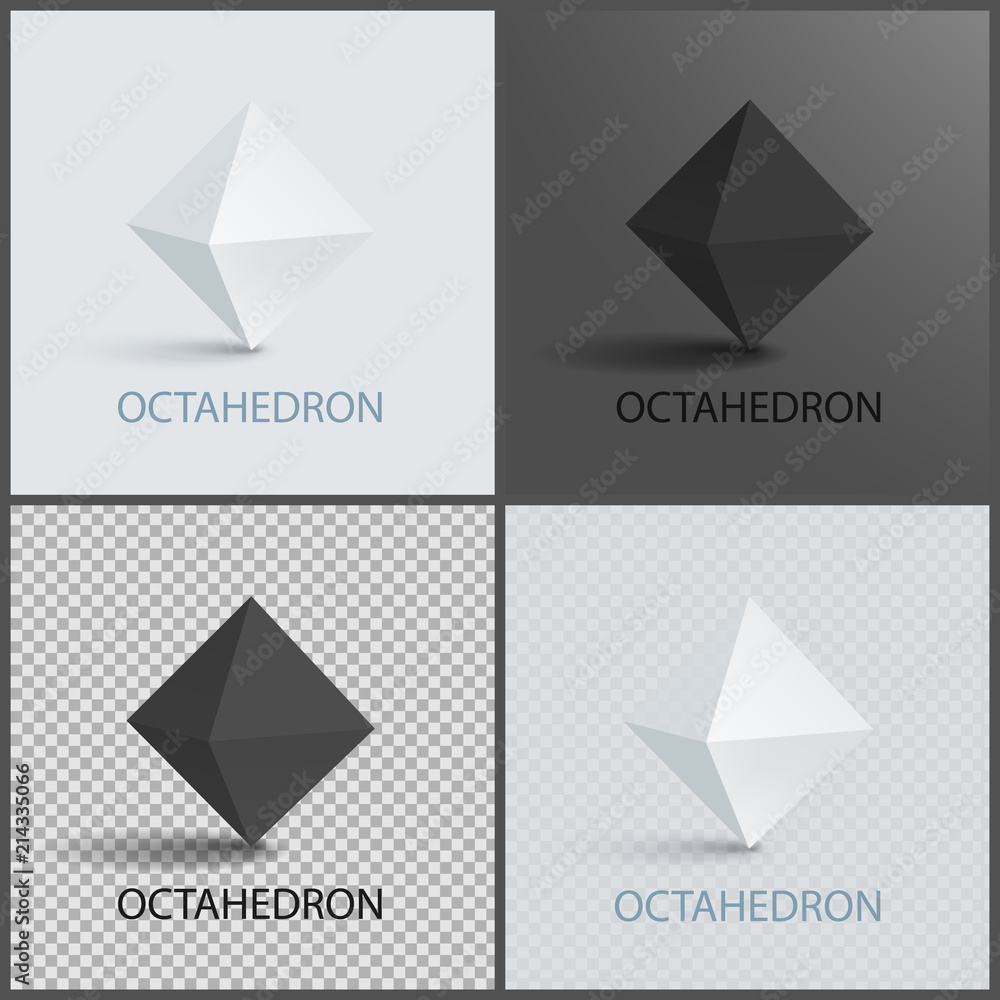 Aufkleber octahedron three-dimensional shape plane faces set